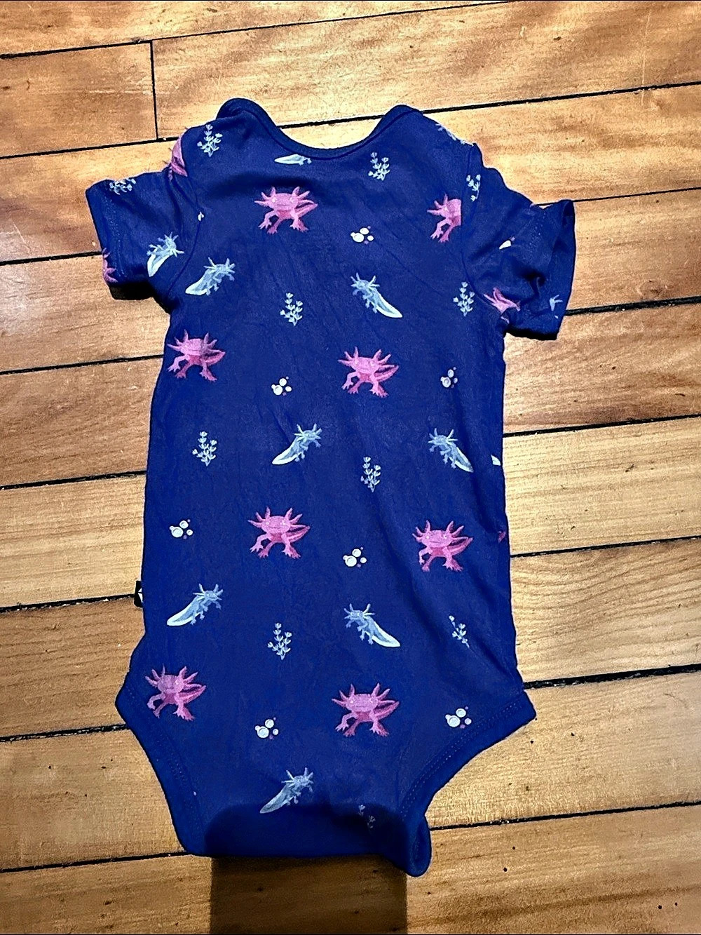 Kyte Baby Short Sleeve Bodysuit Axolotl Print Blue & Pink